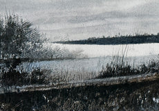 Original art for sale at UGallery.com | Frozen Silence by Vic Roschkov | $625 | watercolor painting | 11' h x 28.5' w | thumbnail 4