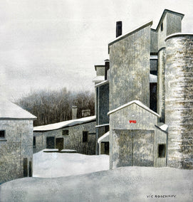 watercolor painting by Vic Roschkov titled Ice Mill