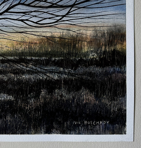 Nearing Dusk by Vic Roschkov |  Side View of Artwork 