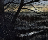 Original art for sale at UGallery.com | Nearing Dusk by Vic Roschkov | $550 | watercolor painting | 10.5' h x 21' w | thumbnail 4
