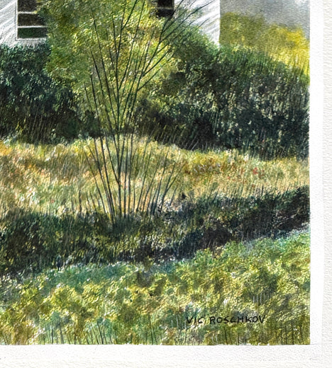 Nestled Away by Vic Roschkov |  Side View of Artwork 
