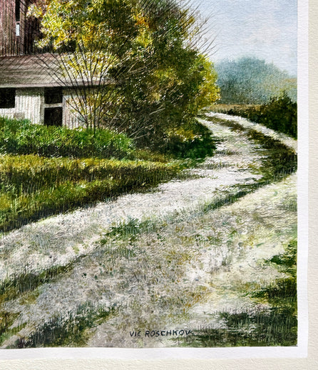 Quiet Country Turn by Vic Roschkov |  Side View of Artwork 