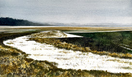 Original art for sale at UGallery.com | Quiet Thaw by Vic Roschkov | $800 | watercolor painting | 16' h x 27' w | thumbnail 1