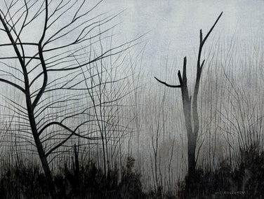 watercolor painting by Vic Roschkov titled Rising Mist