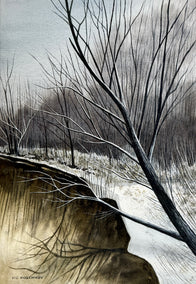 watercolor painting by Vic Roschkov titled Silent Ravine