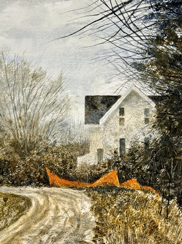 Snow Fence by Vic Roschkov |  Closeup View of Artwork 