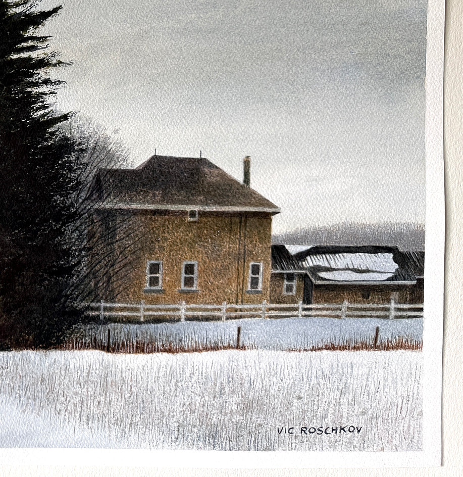 Solitude in Snow by Vic Roschkov |  Side View of Artwork 