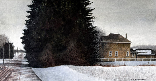 watercolor painting by Vic Roschkov titled Solitude in Snow