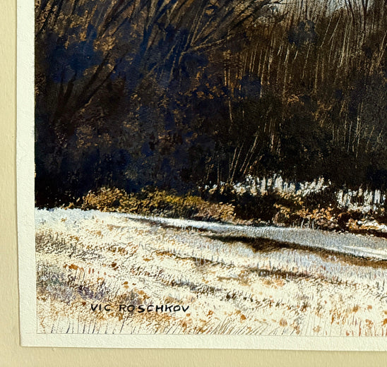 Trickling Stream by Vic Roschkov |  Side View of Artwork 