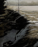 Original art for sale at UGallery.com | Winter Shadows by Vic Roschkov | $725 | watercolor painting | 25' h x 14.25' w | thumbnail 4