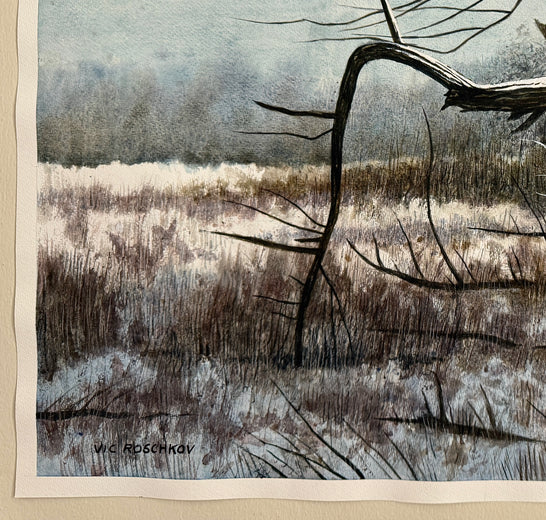 Winters Reach by Vic Roschkov |  Side View of Artwork 