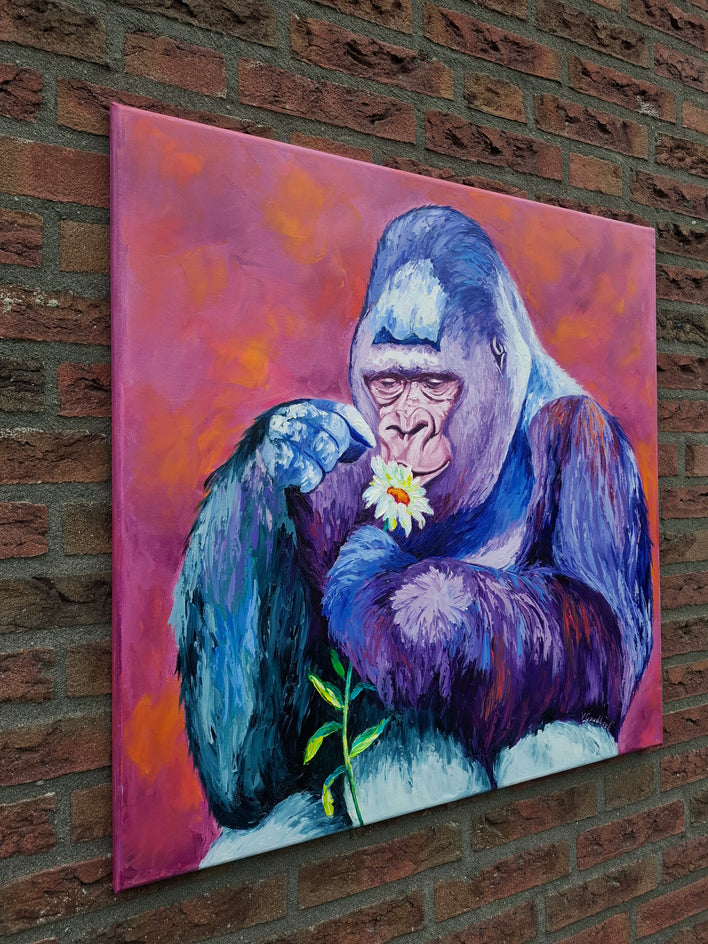 She Definitely Loves Me by Viktoria Goudbeek |  Side View of Artwork 