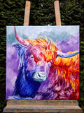 Original art for sale at UGallery.com | Sunlit Bliss of a Highland Beauty by Viktoria Goudbeek | $1,475 | oil painting | 23.6' h x 23.6' w | thumbnail 3