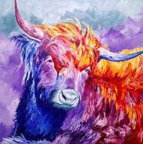 Original art for sale at UGallery.com | Sunlit Bliss of a Highland Beauty by Viktoria Goudbeek | $1,475 | oil painting | 23.6' h x 23.6' w