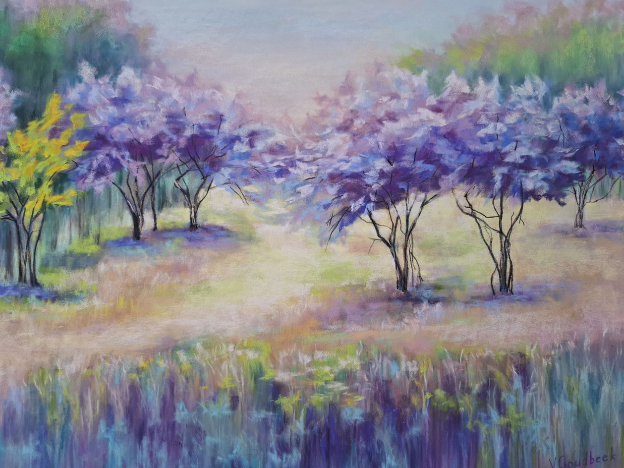 Cherry Meadow by Viktoria Goudbeek |  Closeup View of Artwork 