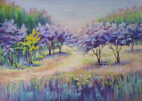 Original art for sale at UGallery.com | Cherry Meadow by Viktoria Goudbeek | $1,150 | pastel artwork | 19.7' h x 27.5' w