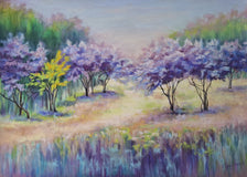 Original art for sale at UGallery.com | Cherry Meadow by Viktoria Goudbeek | $1,150 | pastel artwork | 19.7' h x 27.5' w | thumbnail 1
