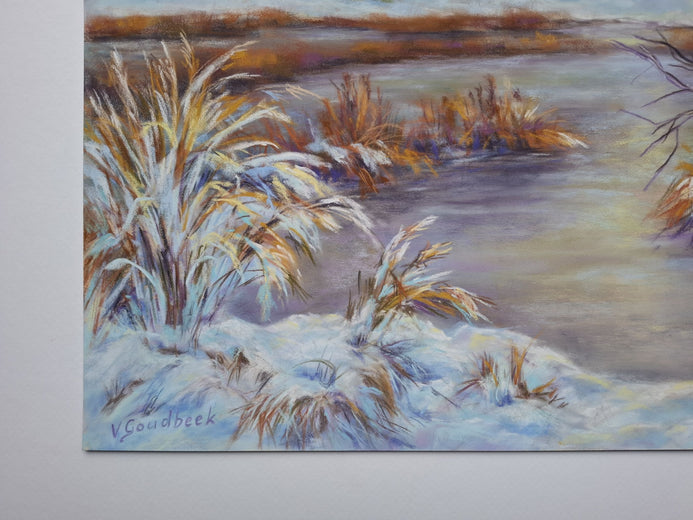 First Snow by Viktoria Goudbeek |  Side View of Artwork 