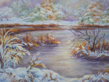 Original art for sale at UGallery.com | First Snow by Viktoria Goudbeek | $550 | pastel artwork | 11.8' h x 15.7' w | thumbnail 4