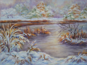 Original art for sale at UGallery.com | First Snow by Viktoria Goudbeek | $550 | pastel artwork | 11.8' h x 15.7' w