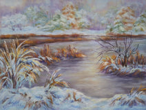Original art for sale at UGallery.com | First Snow by Viktoria Goudbeek | $550 | pastel artwork | 11.8' h x 15.7' w | thumbnail 1