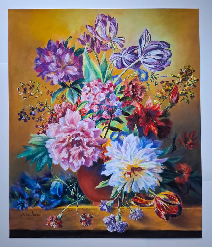 Still Life with Flowers in the Style of Dutch Masters 2 by Viktoria Goudbeek |  Context View of Artwork 