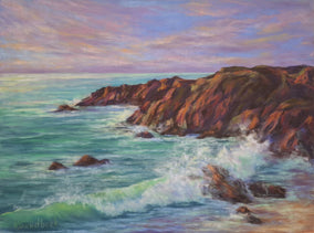 Original art for sale at UGallery.com | Sunset on the Atlantic Coast by Viktoria Goudbeek | $550 | pastel artwork | 11.8' h x 15.7' w
