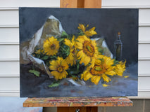 Original art for sale at UGallery.com | A Bouquet of Sunshine by Viktoria Majestic | $950 | oil painting | 18' h x 24' w | thumbnail 3