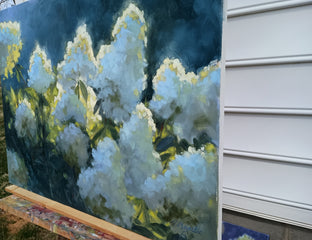 Backlit Lime Hydrangeas by Viktoria Majestic |  Side View of Artwork 