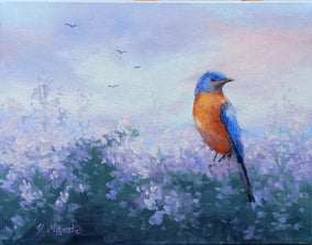 Original art for sale at UGallery.com | Eastern Blue Bird by Viktoria Majestic | $525 | oil painting | 11' h x 14' w