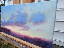 Original art for sale at UGallery.com | Fiery Sunset by Viktoria Majestic | $550 | oil painting | 12' h x 24' w | thumbnail 2