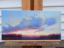 Original art for sale at UGallery.com | Fiery Sunset by Viktoria Majestic | $975 | oil painting | 12' h x 24' w | thumbnail 3