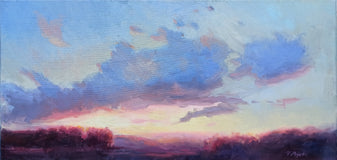 Original art for sale at UGallery.com | Fiery Sunset by Viktoria Majestic | $550 | oil painting | 12' h x 24' w | thumbnail 1