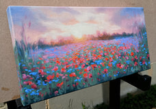 Original art for sale at UGallery.com | Joyful Meadow Sunrise by Viktoria Majestic | $375 | oil painting | 6' h x 12' w | thumbnail 2