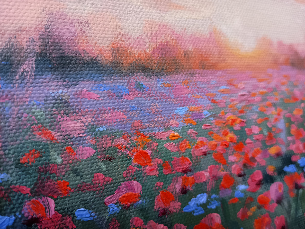 Joyful Meadow Sunrise by Viktoria Majestic |  Closeup View of Artwork 