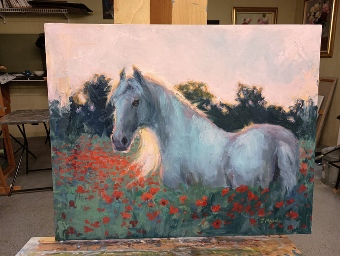 Poppy Field Sunset by Viktoria Majestic |  Context View of Artwork 