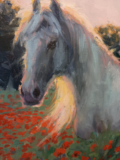 Poppy Field Sunset by Viktoria Majestic |   Closeup View of Artwork 