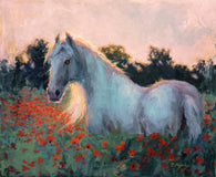 Original art for sale at UGallery.com | Poppy Field Sunset by Viktoria Majestic | $1,500 | oil painting | 16' h x 20' w | thumbnail 1