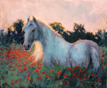 oil painting by Viktoria Majestic titled Poppy Field Sunset