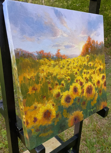 Sunflower Sunset by Viktoria Majestic |  Side View of Artwork 