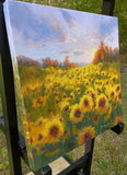 Original art for sale at UGallery.com | Sunflower Sunset by Viktoria Majestic | $825 | oil painting | 12' h x 12' w | thumbnail 2