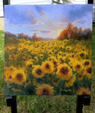 Original art for sale at UGallery.com | Sunflower Sunset by Viktoria Majestic | $625 | oil painting | 12' h x 12' w | thumbnail 3