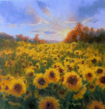 Original art for sale at UGallery.com | Sunflower Sunset by Viktoria Majestic | $625 | oil painting | 12' h x 12' w | thumbnail 1