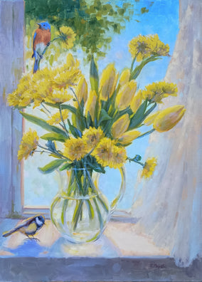 Original art for sale at UGallery.com | The Spring Morning Visitors by Viktoria Majestic | $1,100 | oil painting | 24' h x 18' w