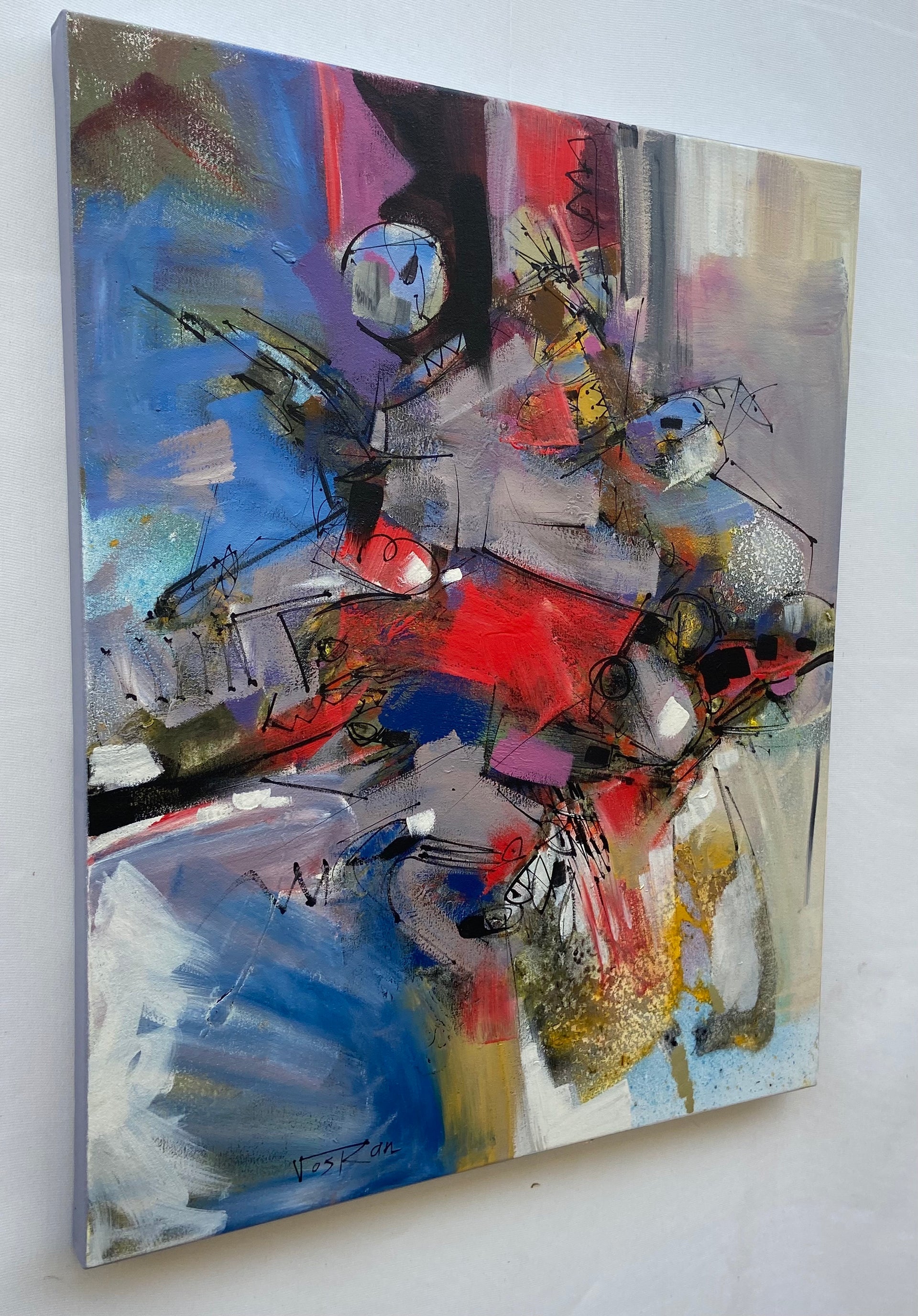 Abstract Red Turtle by Voskan Galstian - acrylic painting | UGallery
