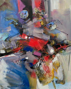 acrylic painting by Voskan Galstian titled Abstract Red Turtle