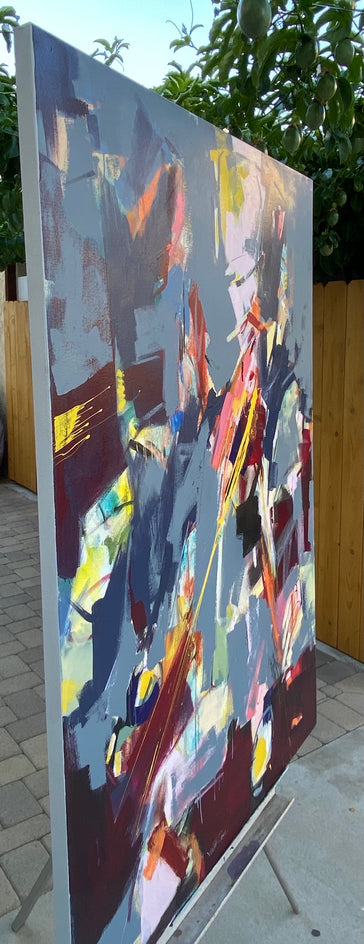 Red, Grey, Yellow by Voskan Galstian |  Side View of Artwork 