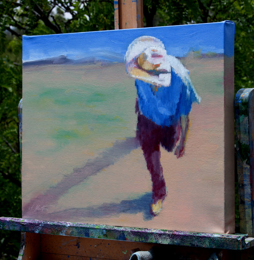 Casting a Shadow on a Blue Sky by Warren Keating |  Side View of Artwork 