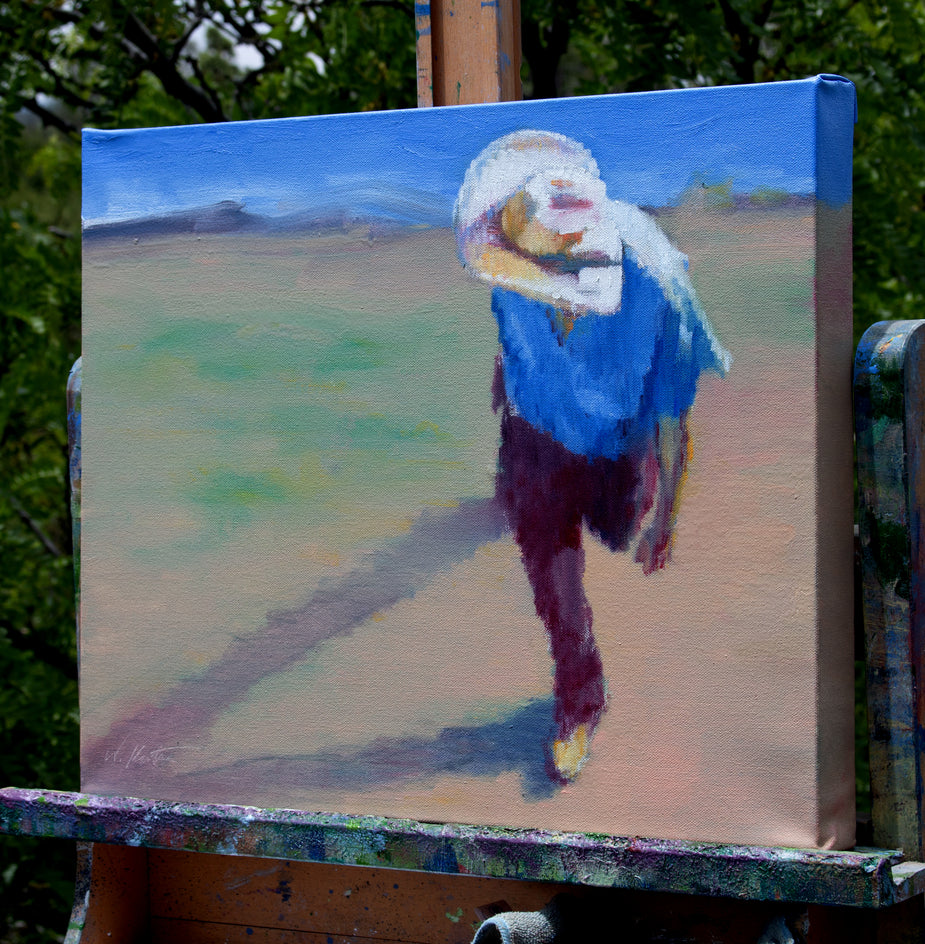 Casting a Shadow on a Blue Sky by Warren Keating |  Side View of Artwork 