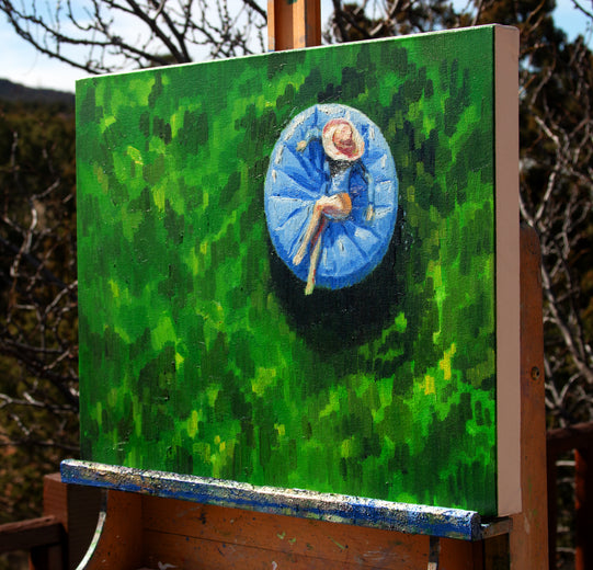 Echoes of Peace in Green and Blue by Warren Keating |  Side View of Artwork 